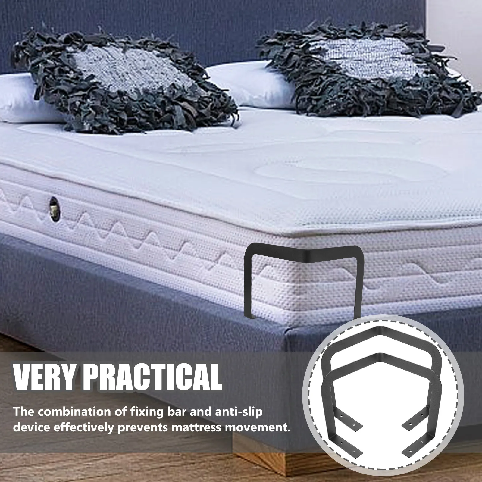 

1Set Mattress Retainer Bar Metal Mattress Slide Stopper Bed Frame Holder Anti-Slip Baffle Bedding Accessories Bedding Holder