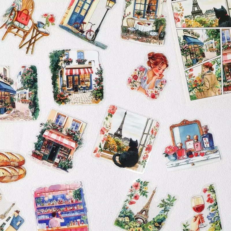 1pack/3pack Decoration Sticker Pack Supplies Material Oil Painting Life Note PET Handbook Style Scenography 146*91mm