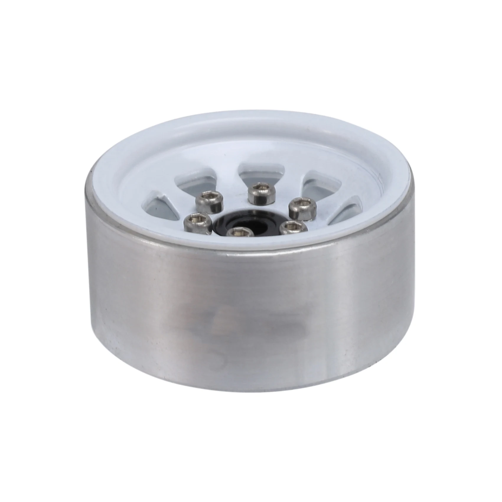 Steel 1.0 Beadlock Wheel Rim Wheel Hub for 1/24 RC Crawler Car Axial SCX24 Deadbolt C10 Jeep Gladiator Bronco,White