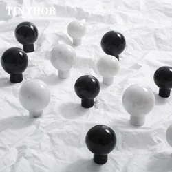 Tiradores de armario de mármol Natural blanco, tiradores redondos para muebles, tiradores de cajón de tocador pequeño, accesorios de cocina blancos y negros