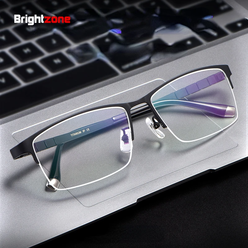 

Ultra Light New Semi Spectacle Metal Business Half Rim Pure Titanium Men Eyewear Frame Male Optical Glasses Eyeglasses Oculos