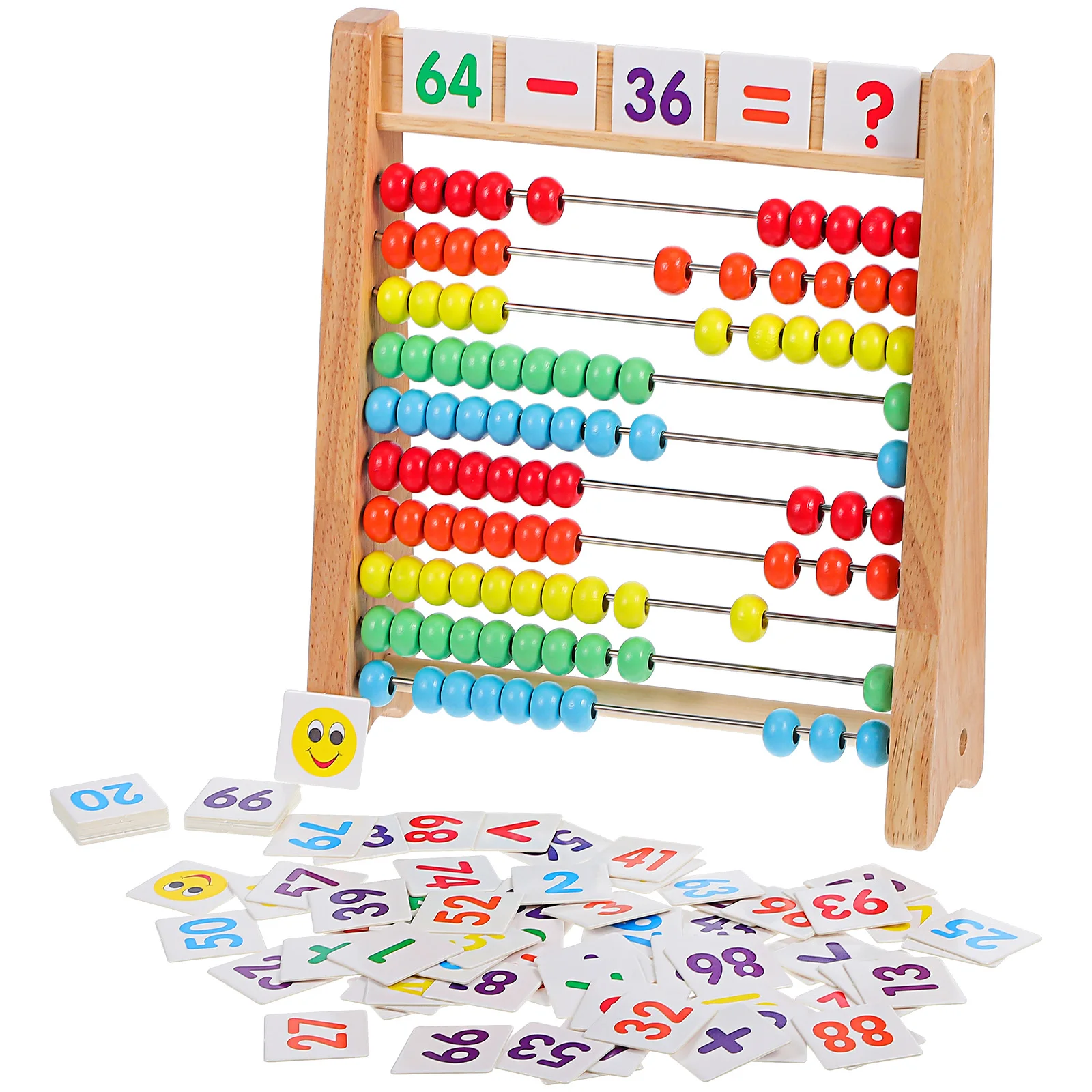 

Wood Abacus Math Counting Toy Kids Arithmetic Tool Preschool Learning Beads Rack 110 Cards Educational Teaching Aids