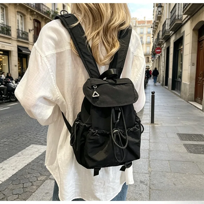 1pcs Women Light Nylon Drawstring Rucksack 2026 New Style Casual Student Outdoor Travel Portable Hiking Backpack