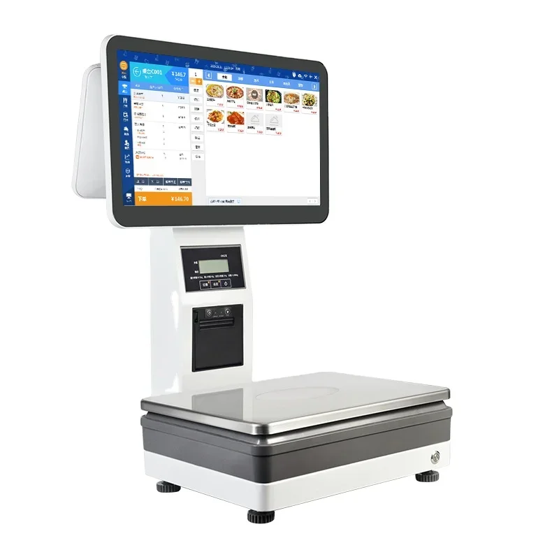 ماكينة تسجيل المدفوعات النقدية لمتجر الفاكهة للبيع بالتجزئة، ماكينة متكاملة لوزن الفواكه والخضروات الإلكترونية، ماكينة تسجيل المدفوعات النقدية