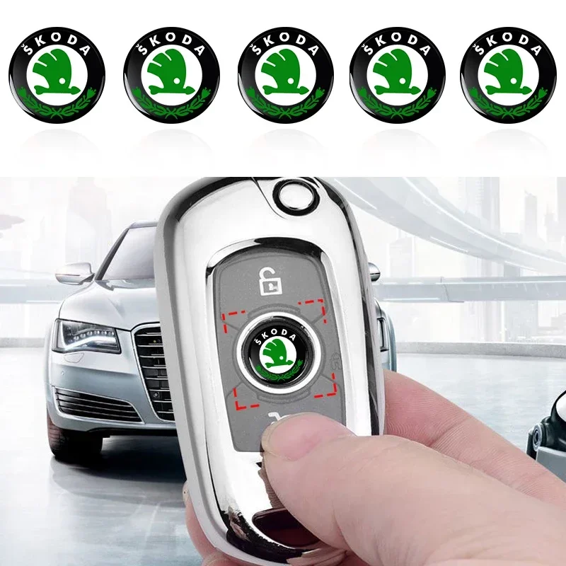 

New 14mm Fob Car Logo Sticker for Car Remote Control Key For Skoda Sharp Sharp crystal Sharp Rapid speed Pye Ye Di trunk