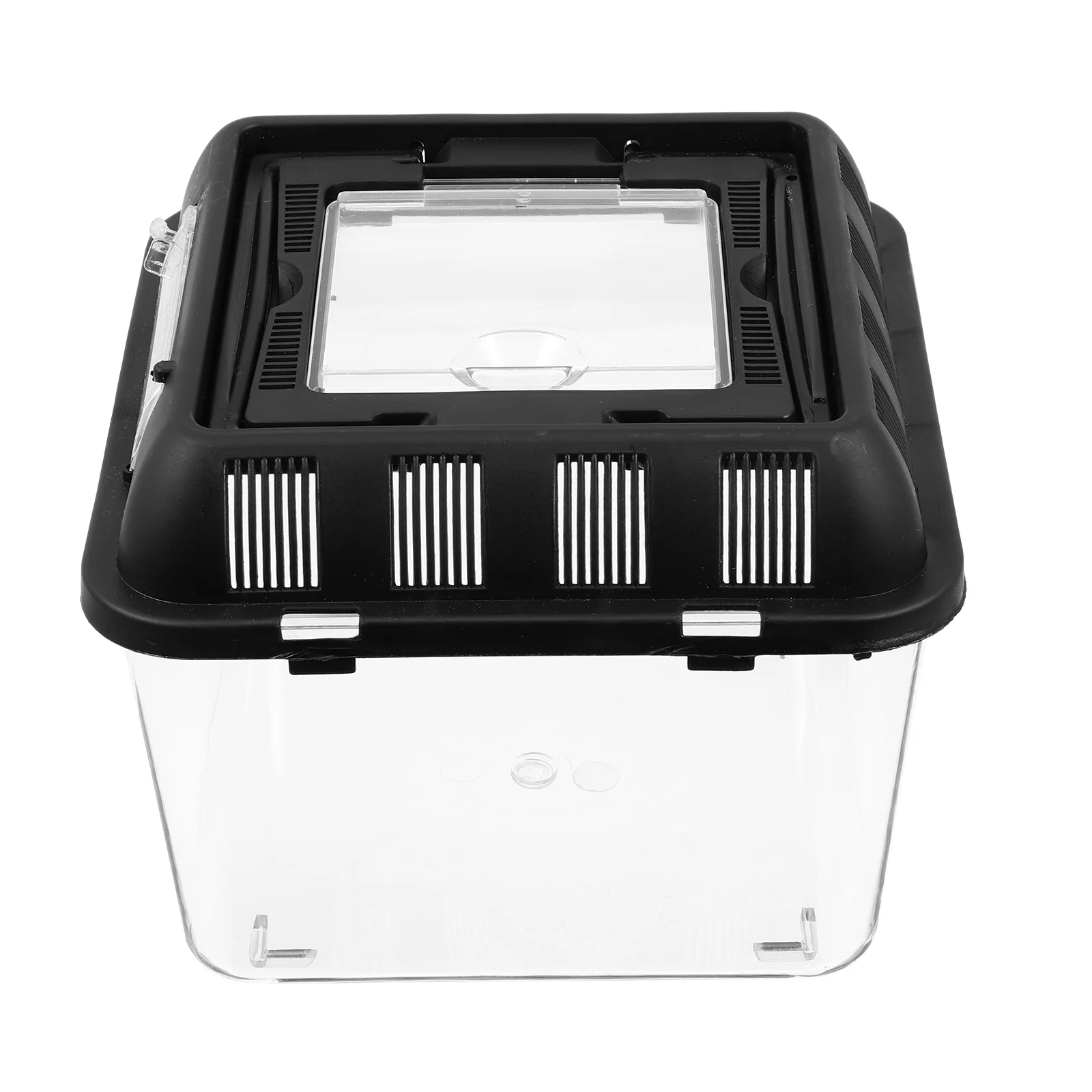 

Reptile Climbing Pet Box Animal Feeding Container Horned Frog Black Plastic Display