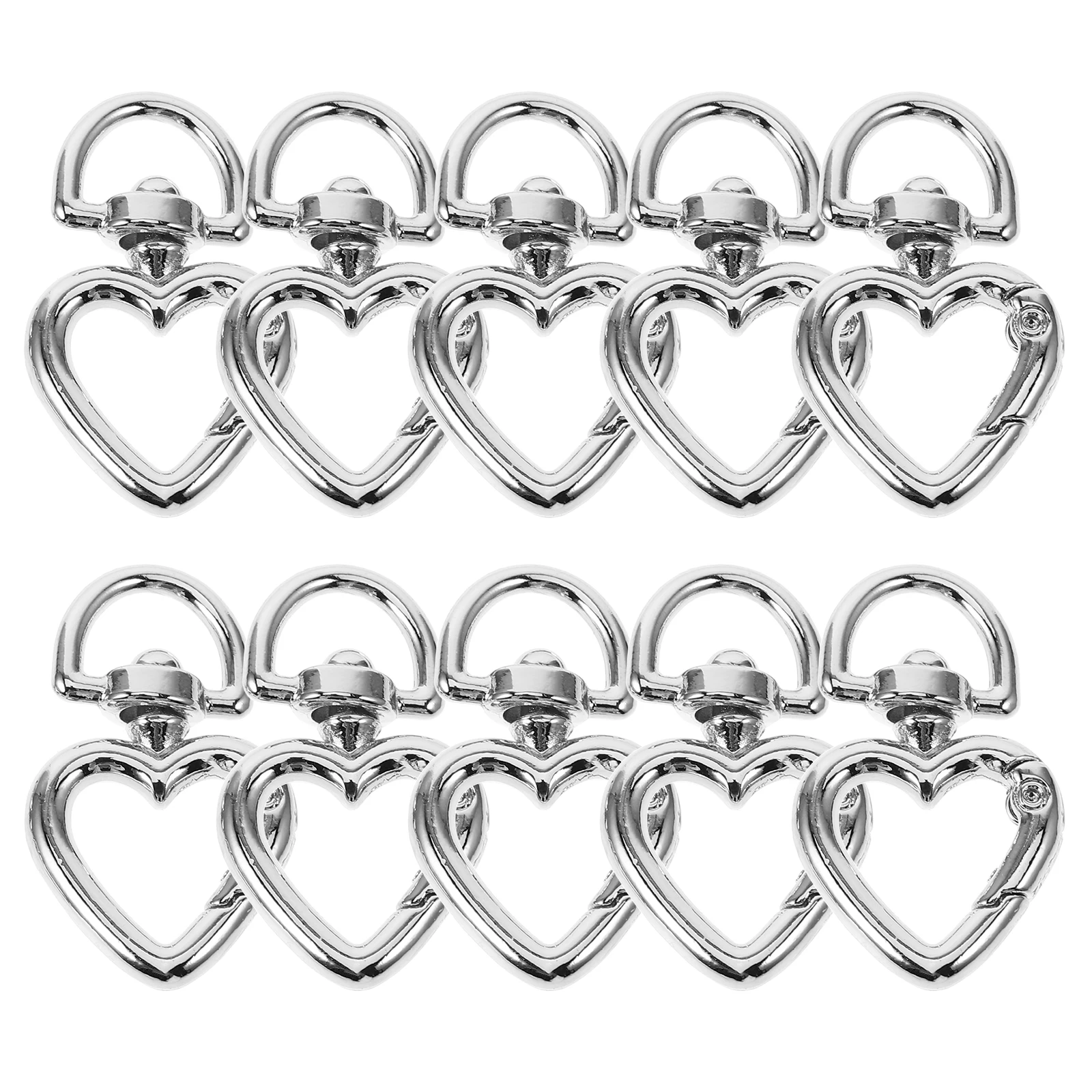 

10 Pcs Heart Keychain D Shaped Spring Clasp Buckle Aesthetic Carabiner Zinc Alloy Clip
