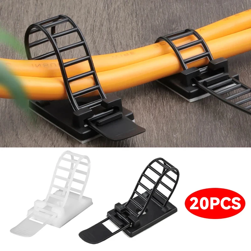 

BOLTIFY 20PCS Adjustable Strap Holder Self Adhesive Plastic Network Wire Power Cord For Car Cable Tie Clip Stair Clamp Organizer