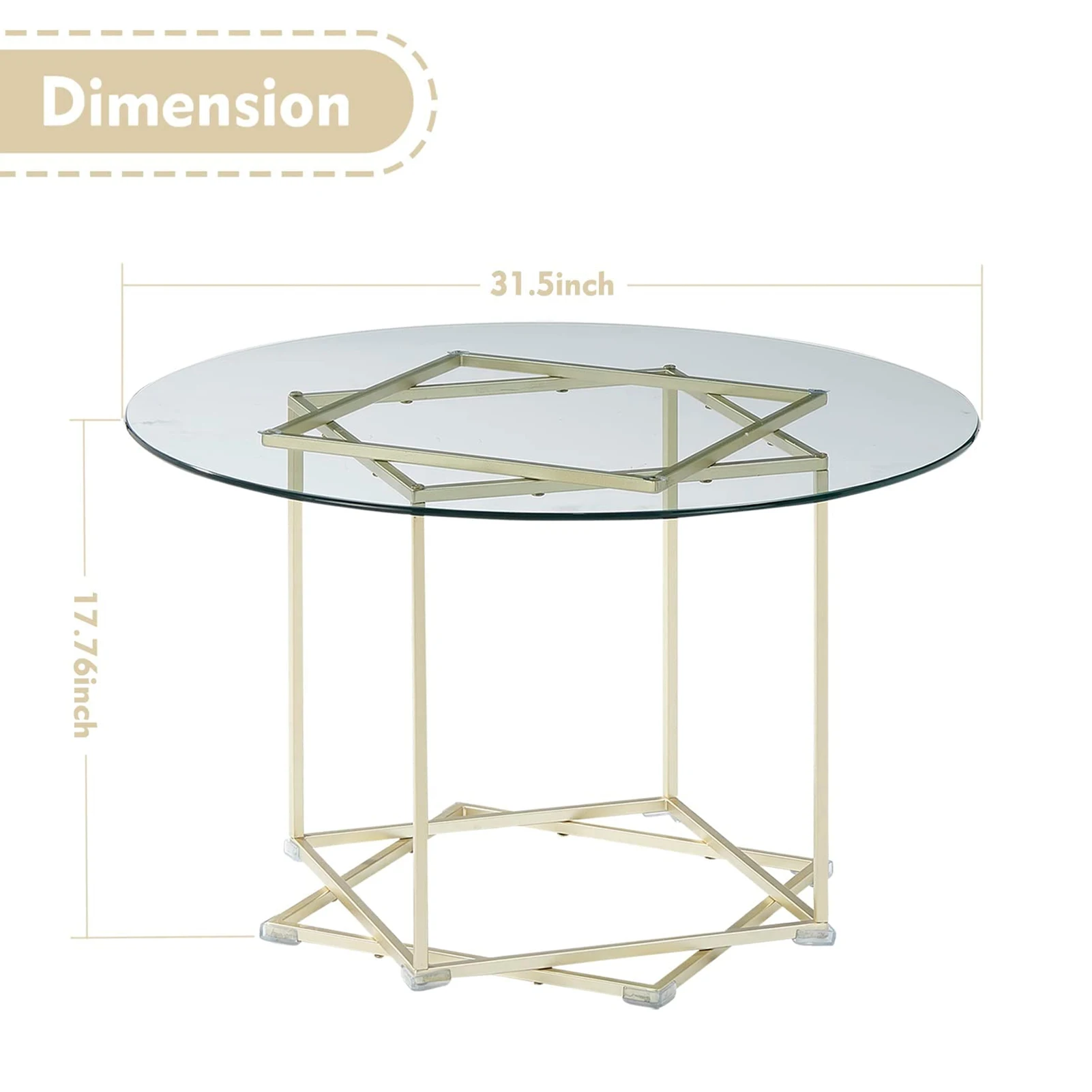 [Flash Sale]Round Glass Top Coffee Table with Gold Metal Frame Accent Cocktail Table for Home Office Decor[US-Stock]