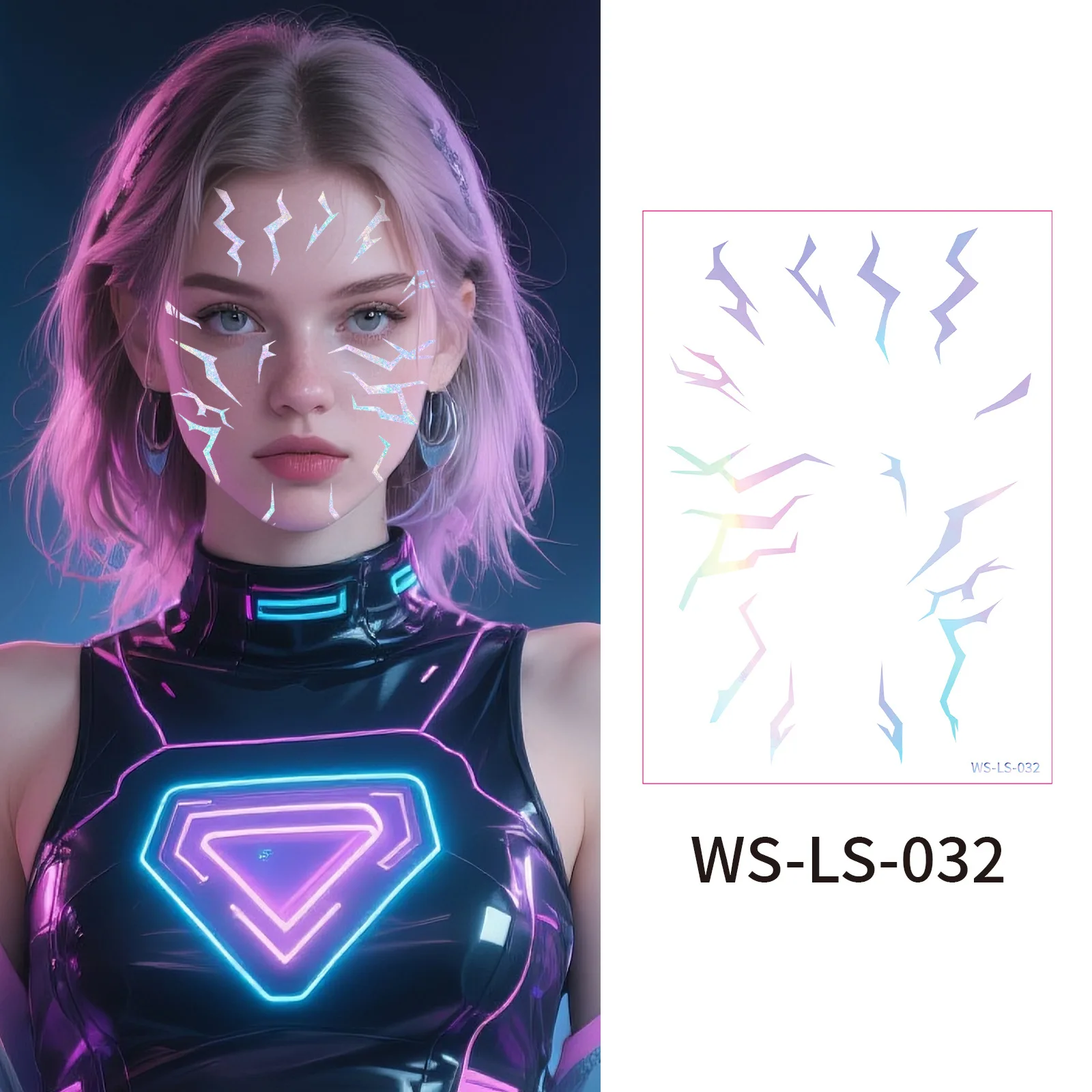 Laser tatuagem temporária adesivos anime cosplay palco desempenho maquiagem à prova dwaterproof água adesivo facial decorações de festa de halloween