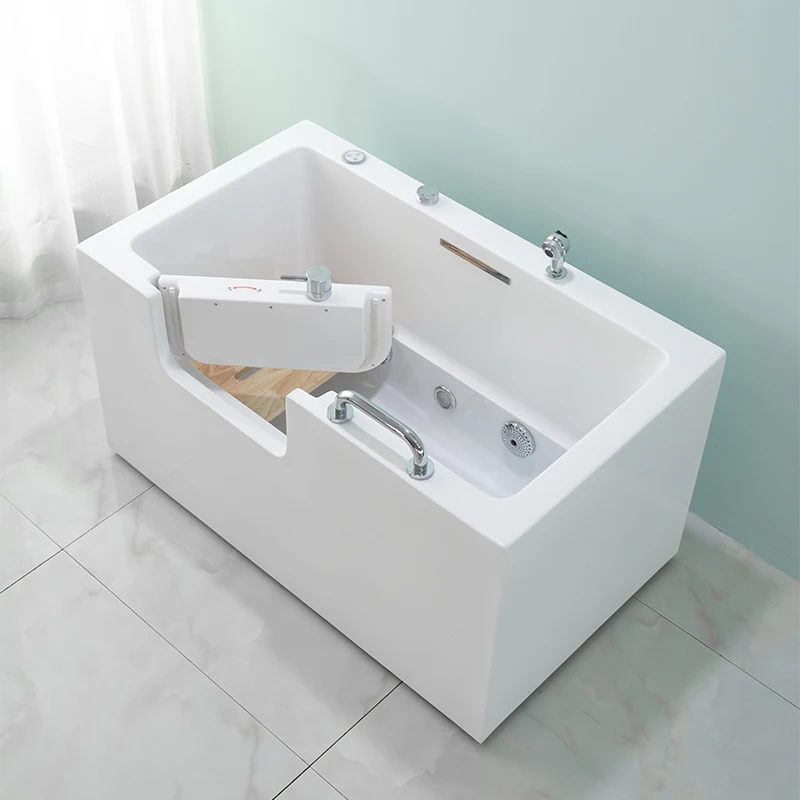 Modern freestanding acrylic rectangular bathtub massage massage barrier-free sitting armrest elderly bathroom door