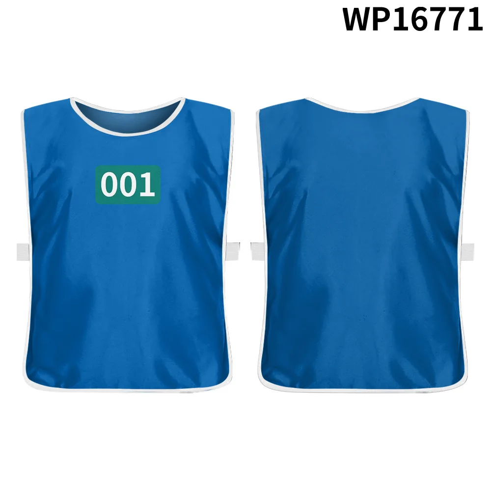 Calamari 게임 플레이어 코스프레 의상 001 456 230 Tracksuit Calamari 탱크 탑 성인 및 어린이 조끼 Hallowmas 의상