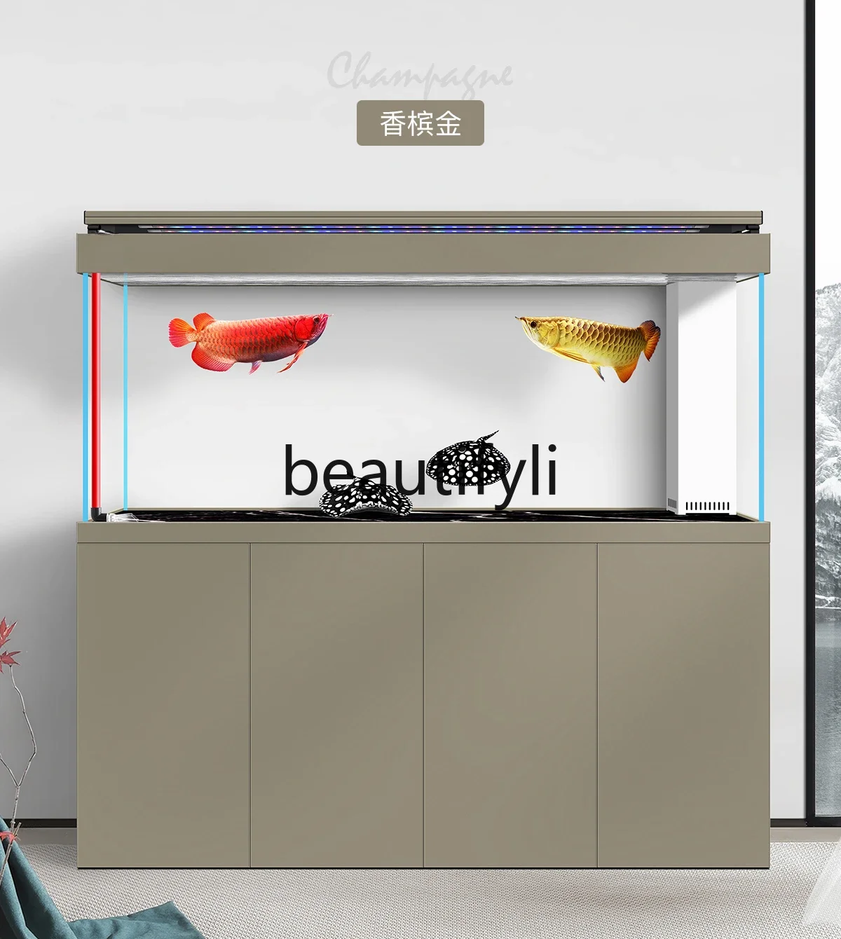 Living room bottom filter large entrance screen intelligent ultra-white ecological aquarium floor 2024 new model