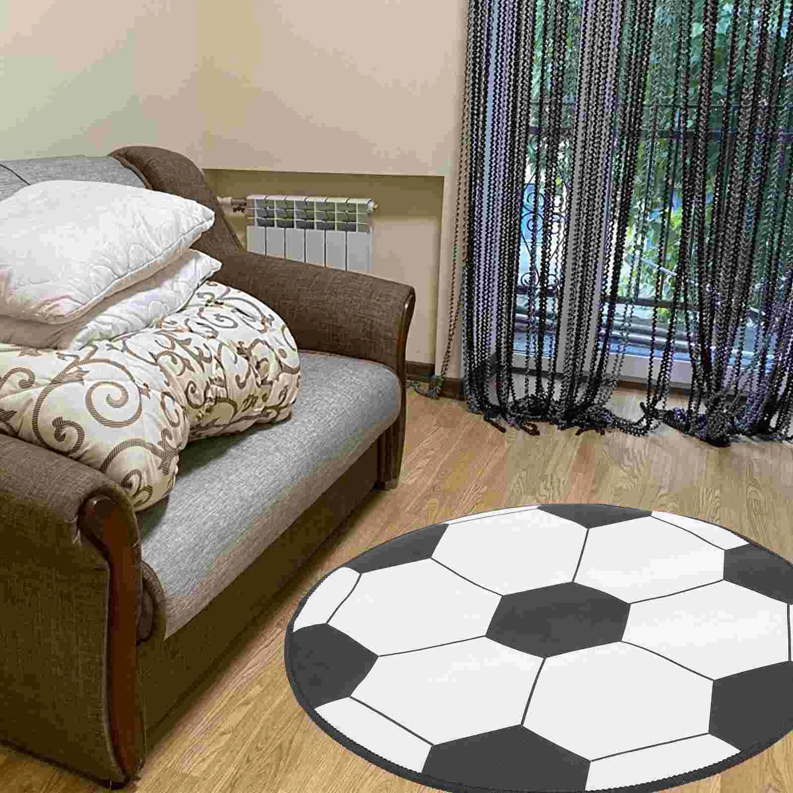 Soccer Ball Stickers Football Computer Chair Mat Round Area Rug Game Floor Protective Baby