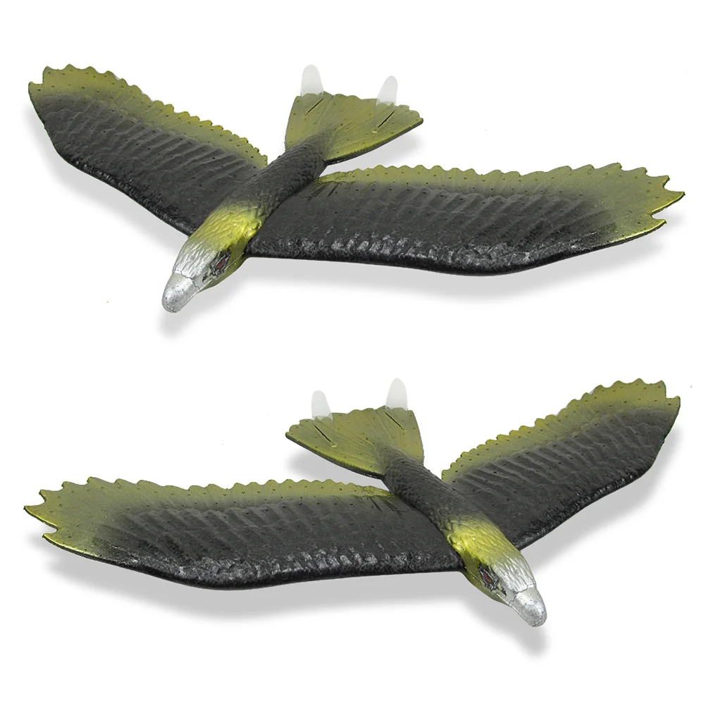 2 Pcs Airplane Model Manual Throwing Flying Glider Planes Eagle Shape for Children Kids Playing (Golden, Silver Style)