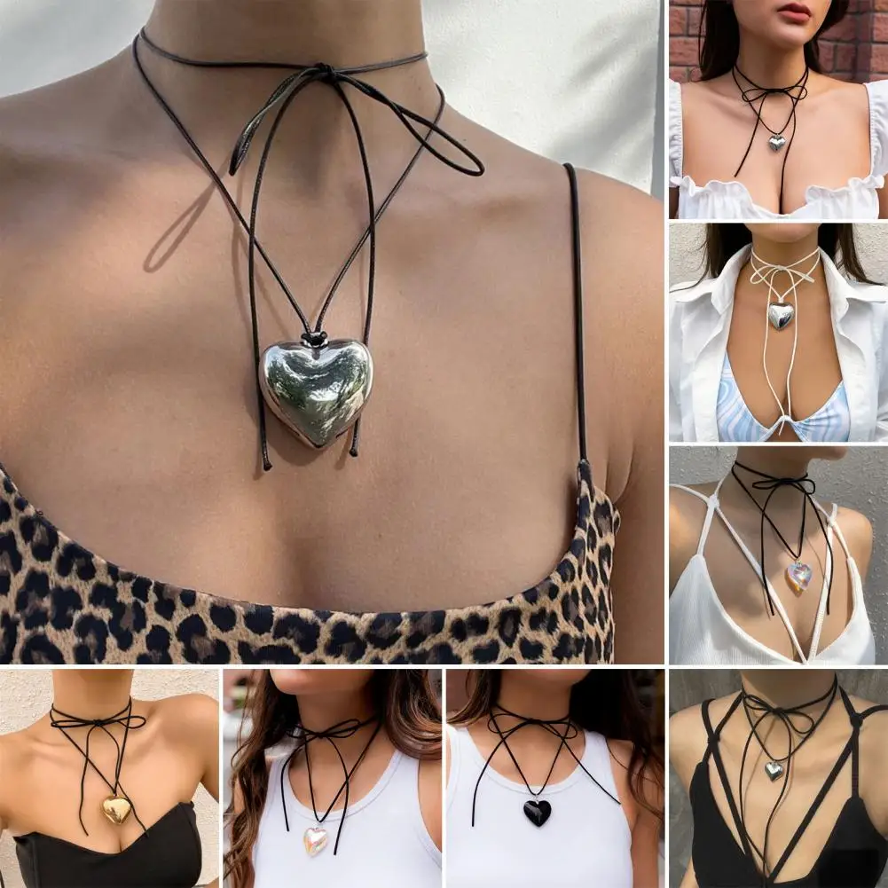 Anhänger Halskette verstellbare Kunstleder Choker Halskette mit großen Liebe Anhänger Damen schmuck Geschenk zubehör für modische