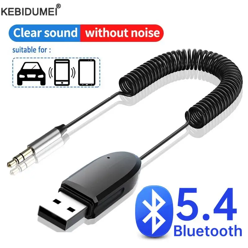 Bluetooth 5.4 Aux Adapter Wireless Car Bluetooth 5.0 Receiver USB to 3.5mm Jack Audio Music Mic Handsfree for Car Speaker