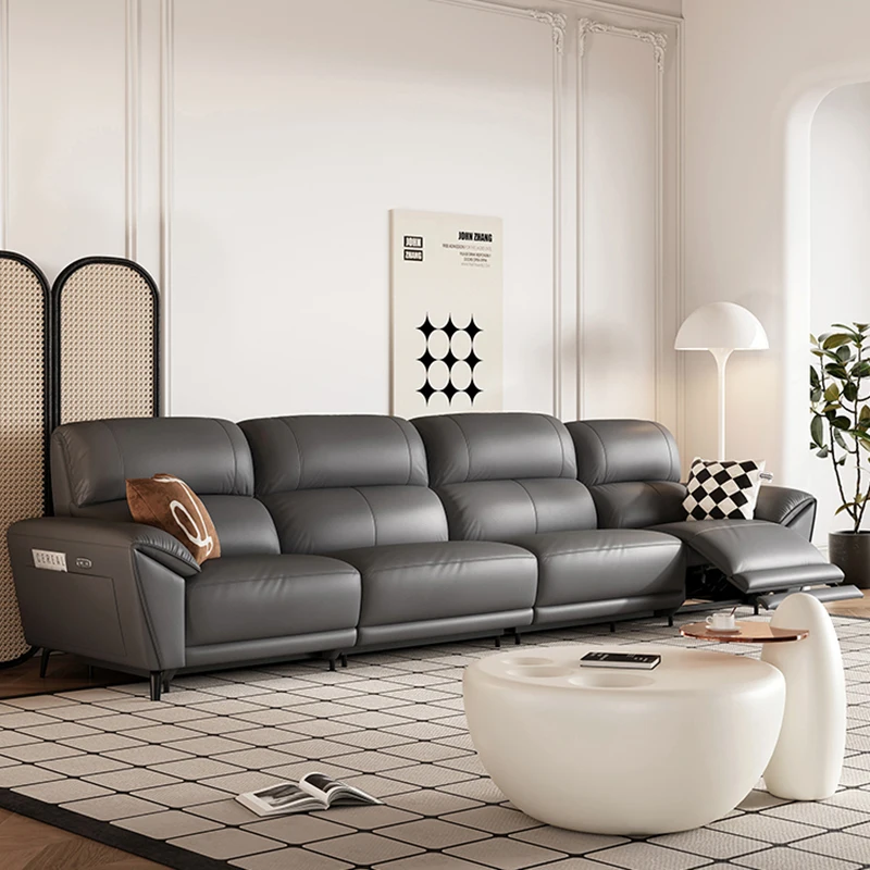 Italian Household Multifunctional Sofa Leather Electric Three People Multifunctional Sofa Luxury Simple Salon Meuble Furniture