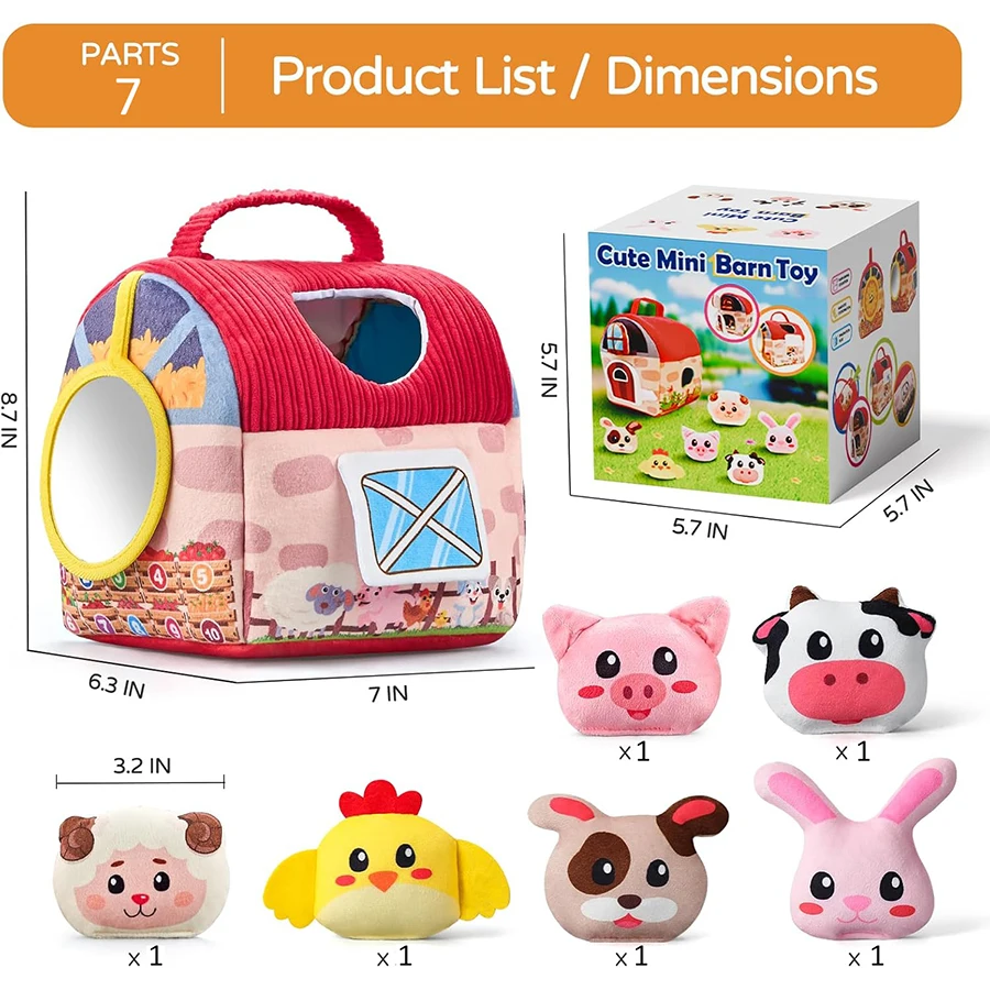 Baby Speelgoed Schuur Gevulde Boerderijdieren Rammelaar Crinkle Spiegel Montessori Speelgoed voor Baby Zintuiglijke Ballen Peuters Kous Stuffers