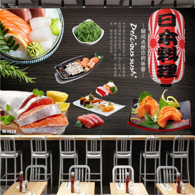 

Japanese Cuisine Wallpapers Industrial Decor Picture 3d Wallpaper Sushi Sashimi Restaurant Background Wall Paper Mural 3D