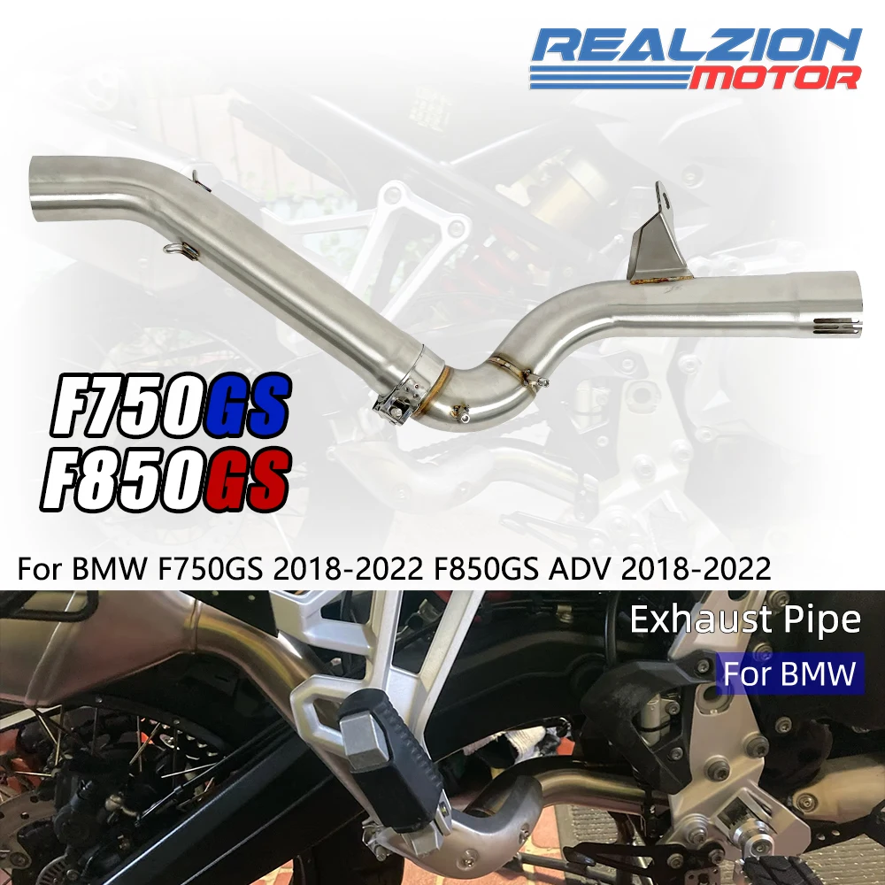 REALZION F750 GS Exhaust Middle Pipe Motorcycle Slip-On Link Pipe Connect Tube For BMW F750GS F850GS F850GS ADV 2018-2022