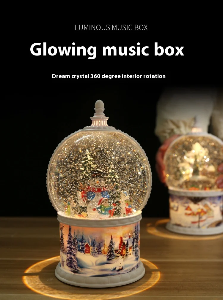 Magical Crystal Ball Music Box with Eight-tone Sound and Rotating Snows, Great Kid's Gift for Birthday and Christmas