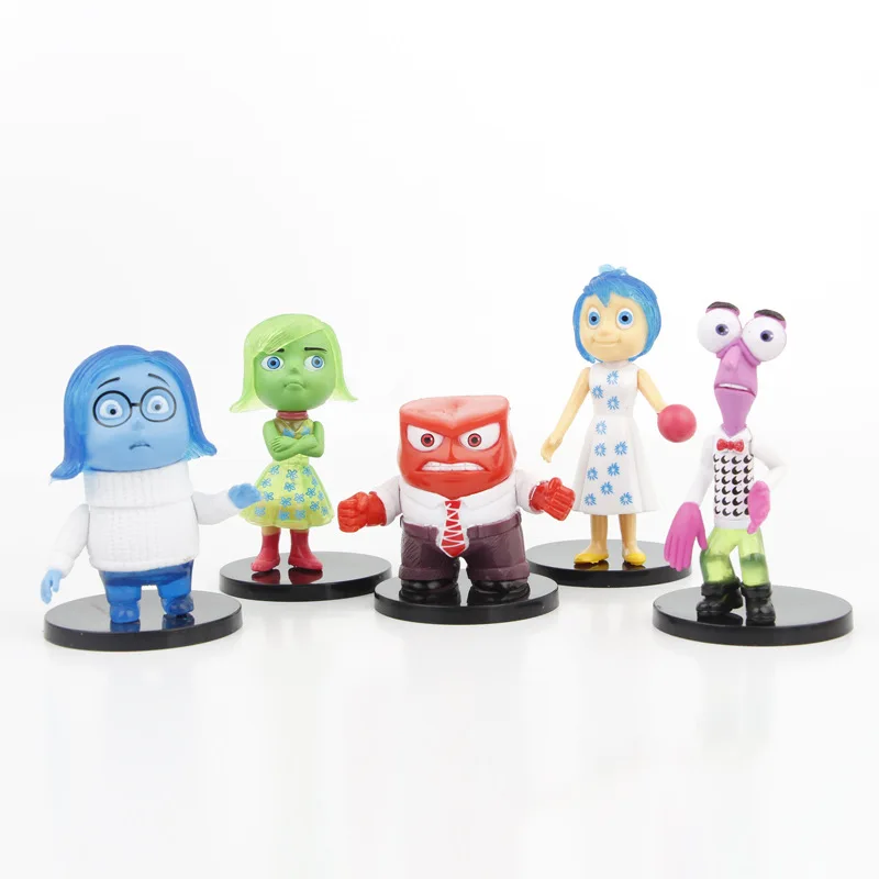 

5Pcs Kawaii Inside Out Figure Ornaments Cute Anime Anger Joy Sadness Fear Car Desktop Ornaments Small Figure Toys