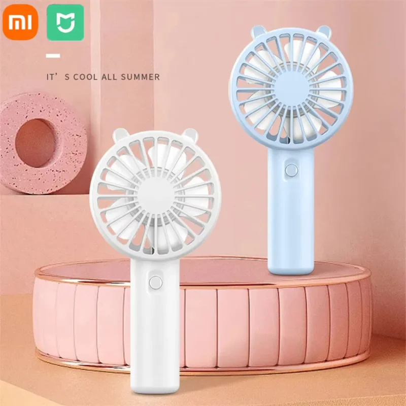 Xiaomi Handheld Fan Portable Mini USB Rechargeable Fan Small Makeup Eyelash Cooler Women Girls Office Travel Air Cooler Cute Fan