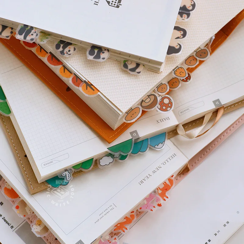 Cute Forest Theme Index Label Stickers Set— Colorful Classification Page Markers, Suitable for Planners, Diaries, Notebooks, and Scrapbooks, High-Value Office Storage Essentials