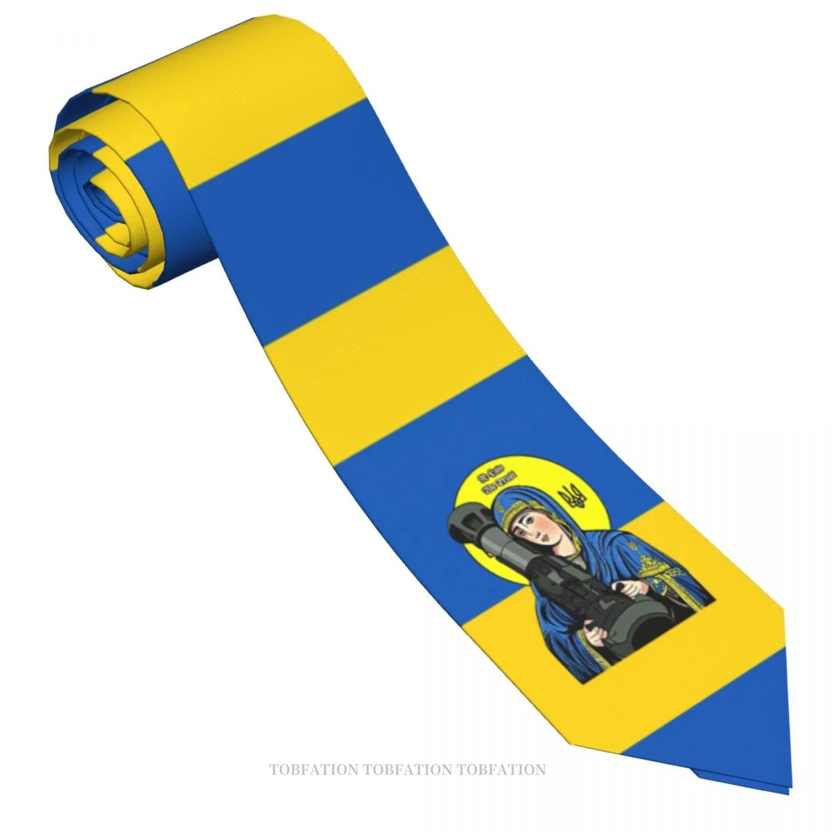 Saint Javelin NLAW Protector Of Ukraine Classic Men's Printed Polyester 8cm Width Necktie Cosplay Party Accessory