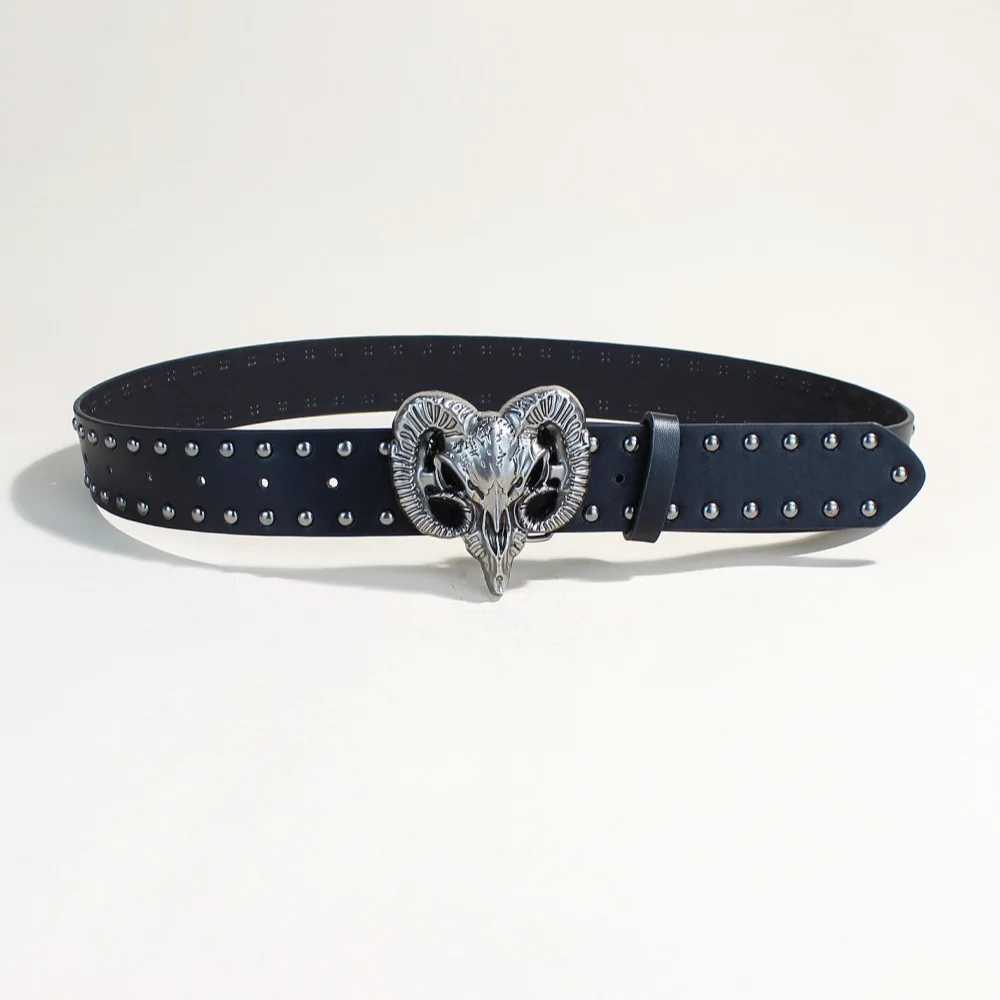 2026 Luxury Brand Gothic Y2K Women Men Belts Goth Ladies Hip hop Punk Rivet Skeleton Print Waist Belt Jeans Waistband view 4