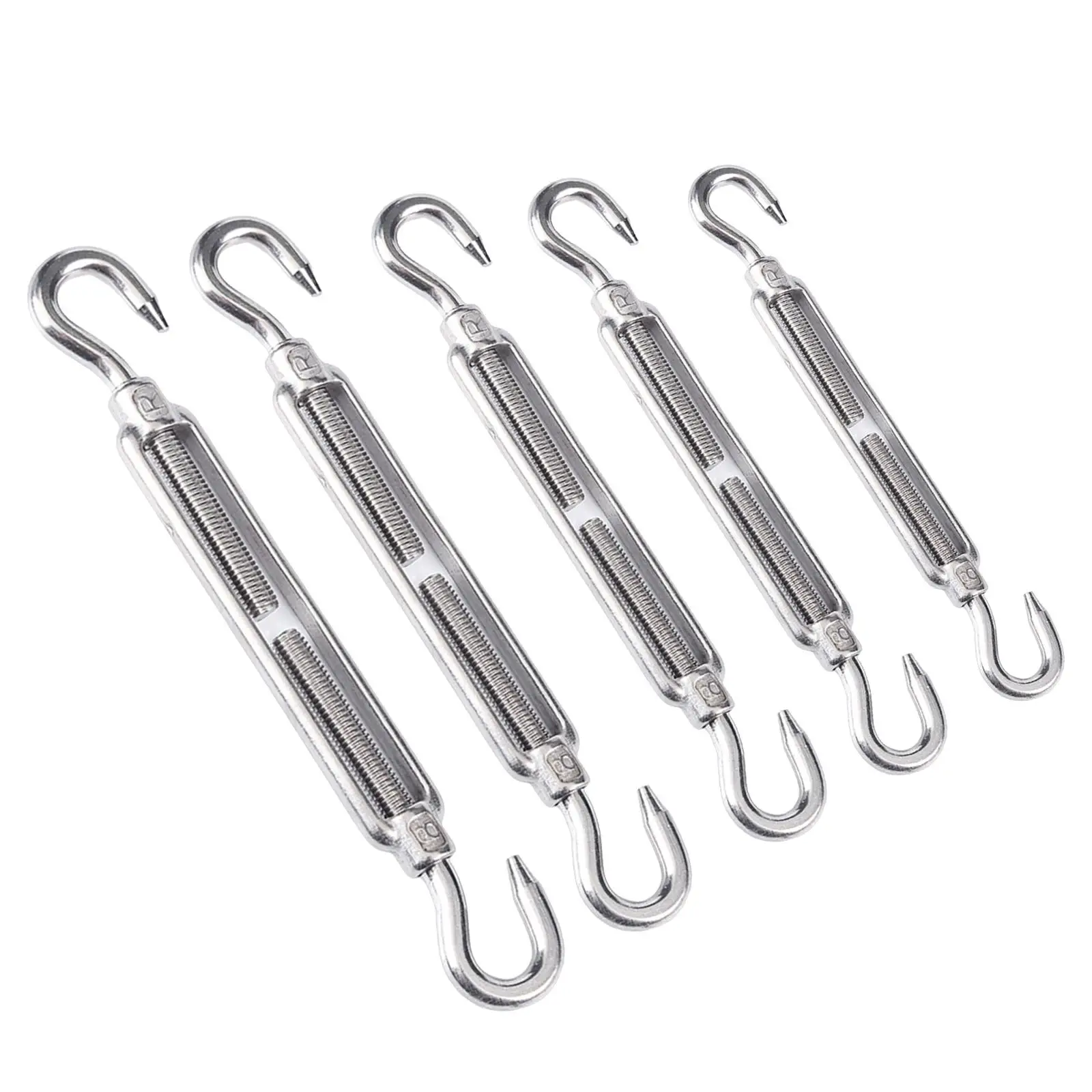 Adjustable Stainless Steel Turnbuckle Wire Rope Tension Shade Sail Hook Strainer Kit for Rectangle Square Outdoor Sun Sail