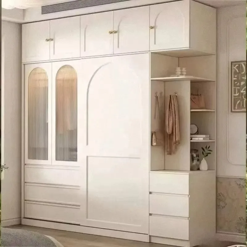 Luxury Bedroom Wooden Wardrobes Top Cabinet White Tall Clothes Closet Adult Display Living Room Armario Para Ropa Home Furniture