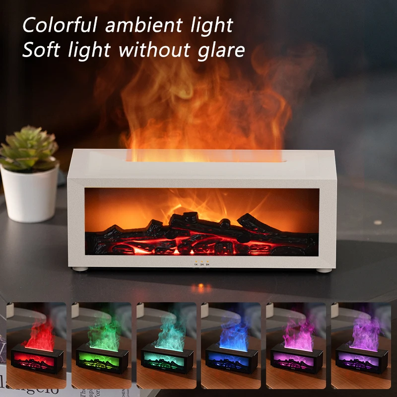 

Fireplace Aroma Diffuser 150ml 7 Color Flame With Remote Control Cool Mist Humidifier Auto ShutOff Timer For Home Office