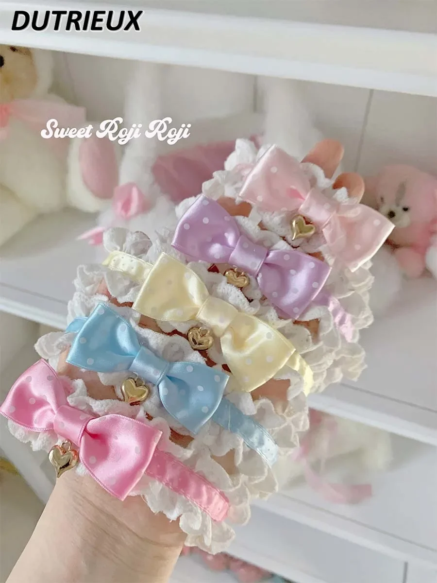 

Handmade Japanese Style Sweet Bow Choker Collarbone Chain Women's Neck Strap Versatile Lolita Cute Girl Collar Accessories