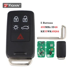 YIQIXIN Smart pilot z kluczykiem samochodowym 433Mhz ID46 Chip do VOLVO S60 S80 V40 V60 V70 XC60 XC70 2007-2016 5 przycisk FCCID KR55WK49264