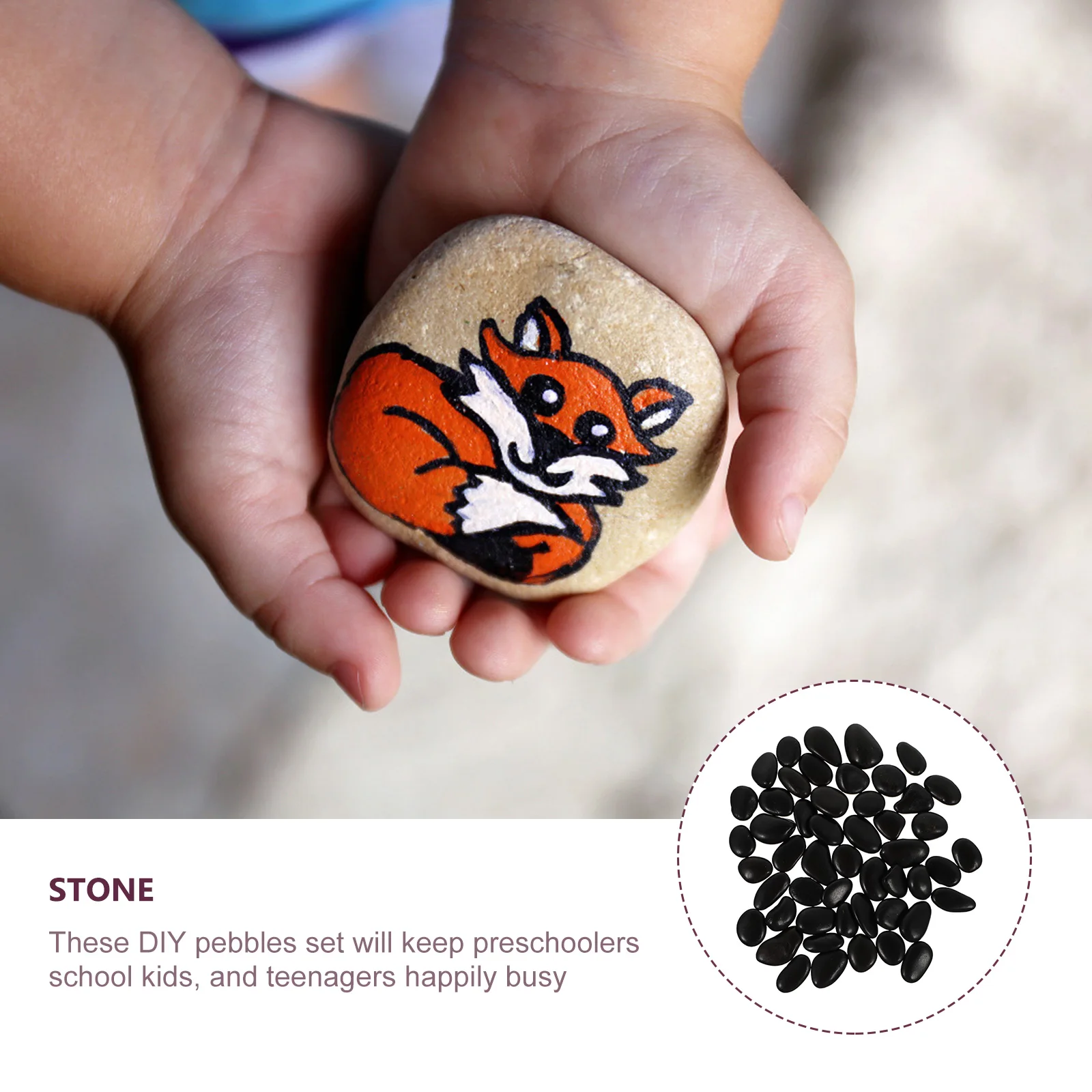 

50 Pcs Hand Painted Stones Smooth Rocks DIY Kids Drawing Natural Art Craft Set Creative Decoration Painting Tools