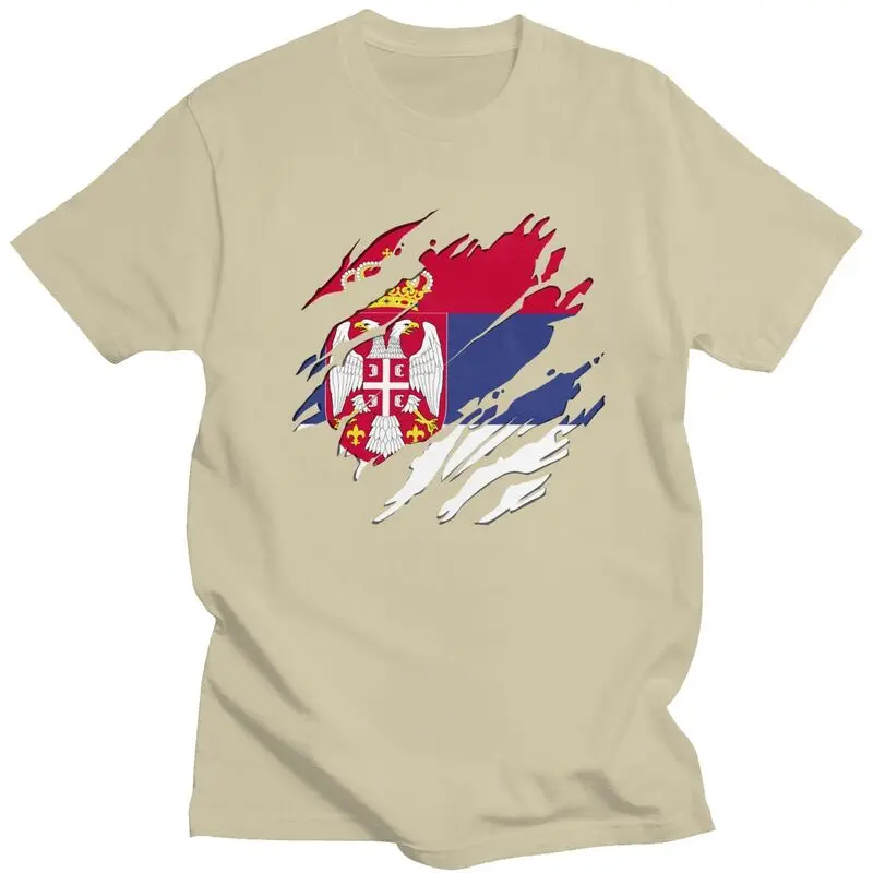 Custom Serbia Flag Scratch T Shirt for Men Tshirt Fashion Tees Serbian Proud T-shirts Clothing Gift