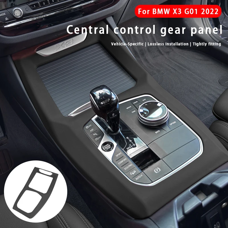 LHD Carbon Fiber Car Center Console Gear Panel Cover Protective Trim Sticker Car Interior Accessories For BMW X3 G01 2022