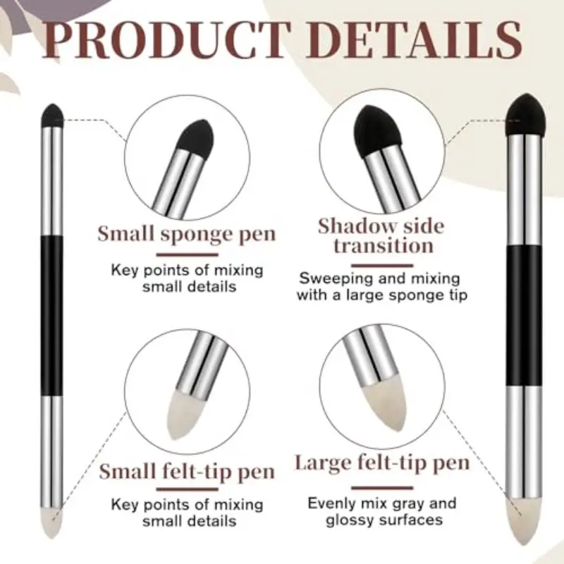 Dual-Headed Sponge Smudge Sketch Pens Set 2Pcs Reusable Durable Art Drawing Tools for School Art Class Teen Students