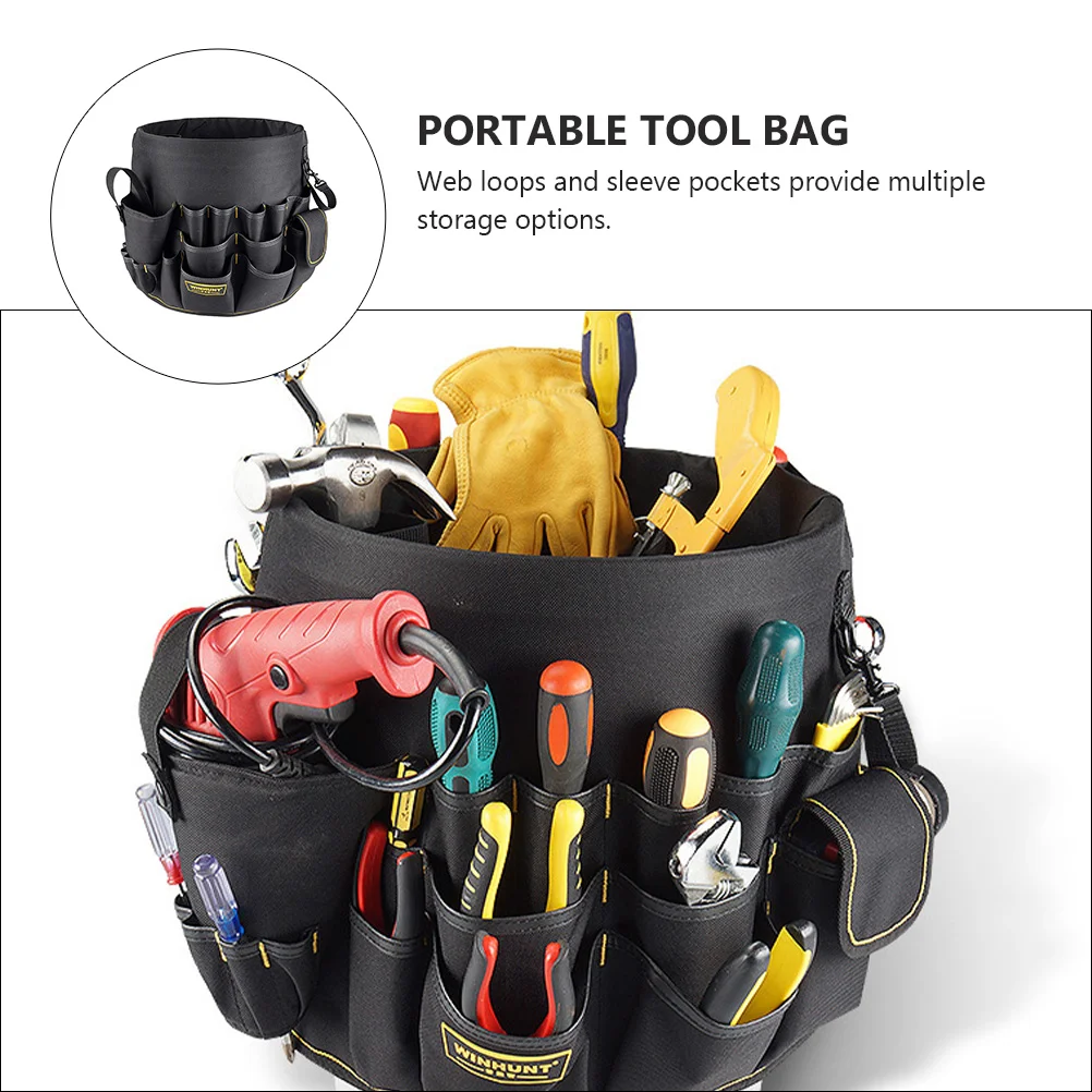 600D Oxford Cloth Tool Bag Bucket ganizer Pouch for Hardware Tools PE Partition Multiple Pockets Portable Tool Storage