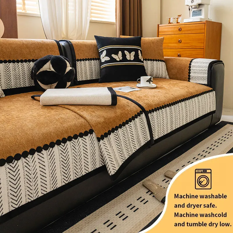 1PC-Advanced Sofakissen im antiken Stil mit Patchwork-Design, geeignet für alle Jahreszeiten. Rutschfestes Sofakissen