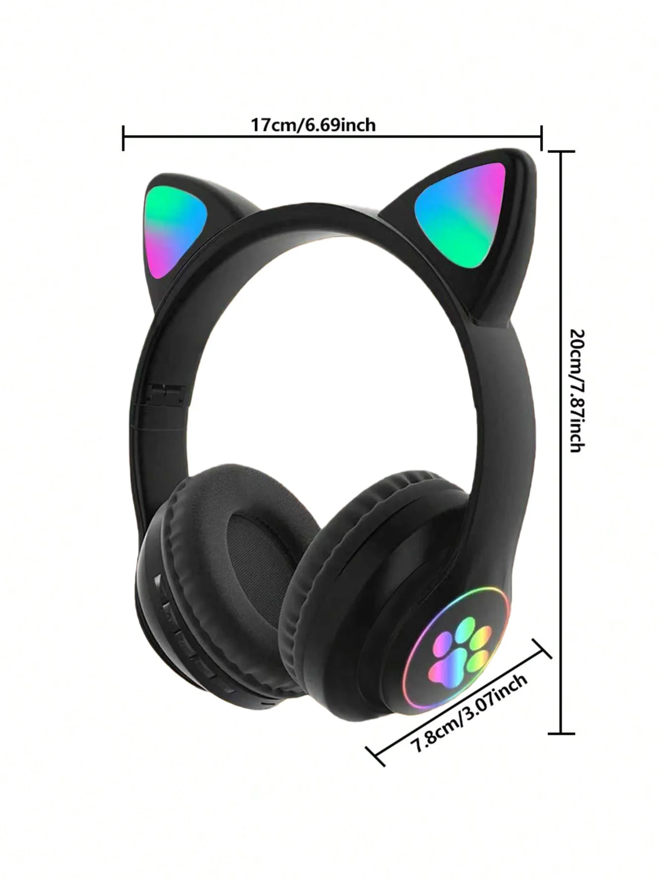 Cute Led Glowing Cat Ear Wireless Bluetooth Headphones Deep Bass_voghion.com