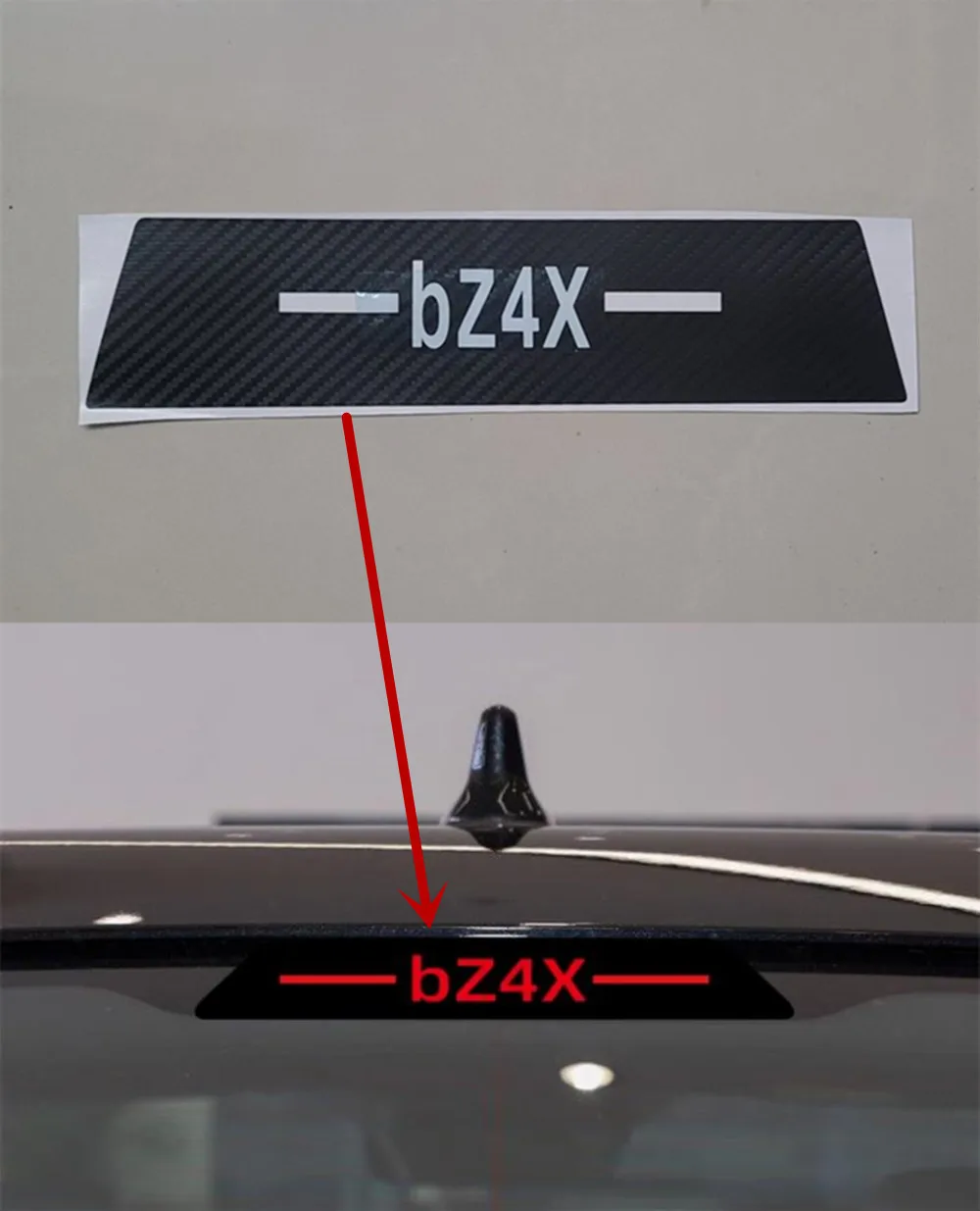 1PC Carbon Fiber Logo Sticker Brake Light Sticker High Luminous Brake Decorative Cover Car Stickers For Toyota bZ4X 2024