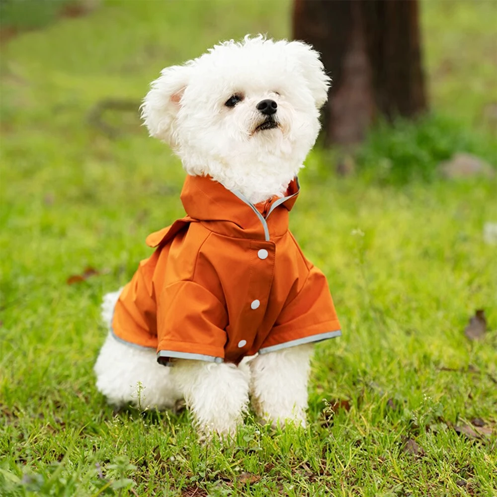 Waterproof pet raincoat with hat - windproof reflective safety design, suitable for small dogs and cats, hand wash material, own