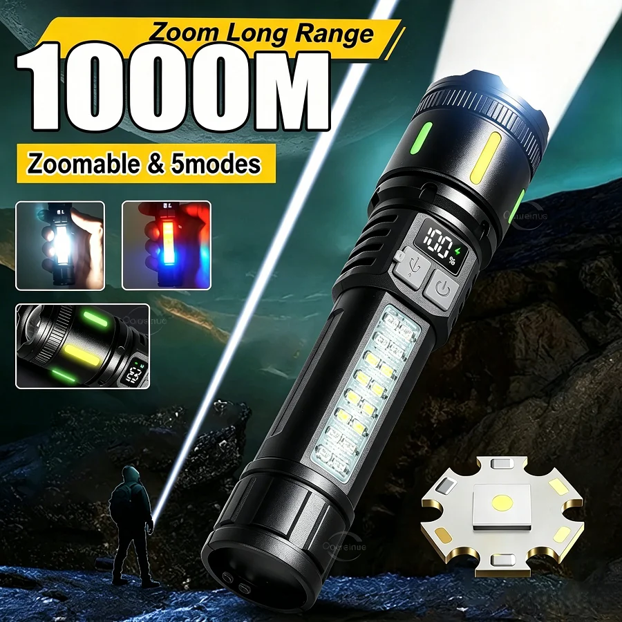 Ultra powerful Torch Lamp 30W Rechargeable Led Flashlight Portable Lamp Long Range 1000M Outdoor Camping Emergency Lighting