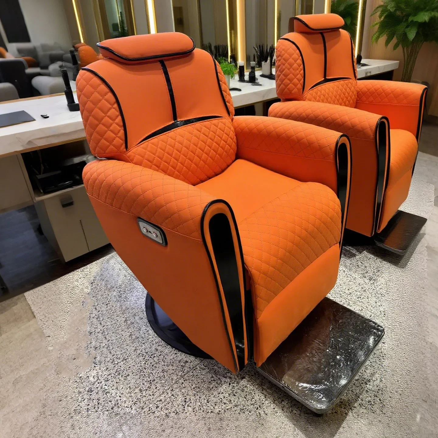 Electric head therapy hall hair care chair barber shop perm and dye chair recline and lift