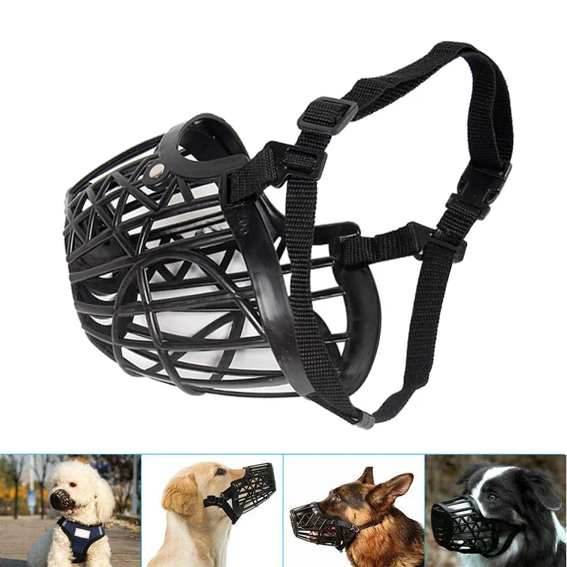 New Bite Basket Breathable 1pcs Collar No Bite Basket Pets Supplies Adjustable Muzzle Cages PE Dog Muzzle Cage Black Mouth Mesh