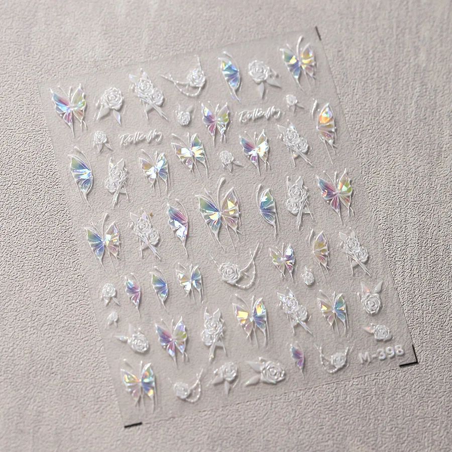 1Pcs 5D Geprägte Aurora Schmetterling Nail art Aufkleber Selbstklebende Aufkleber Für Nägel Dekoration DIY 3D Acryl Nagel Liefert teile