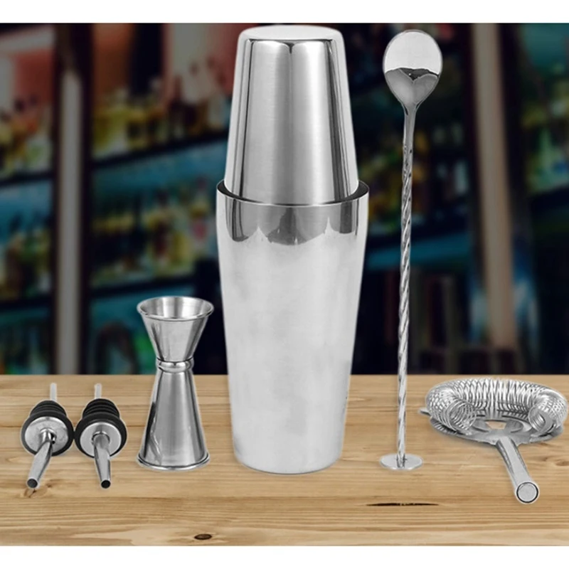 ชุดกระปุกใส่ค็อกเทลสแตนเลสชุดผสมบอสตันพร้อมสูตรค็อกเทล